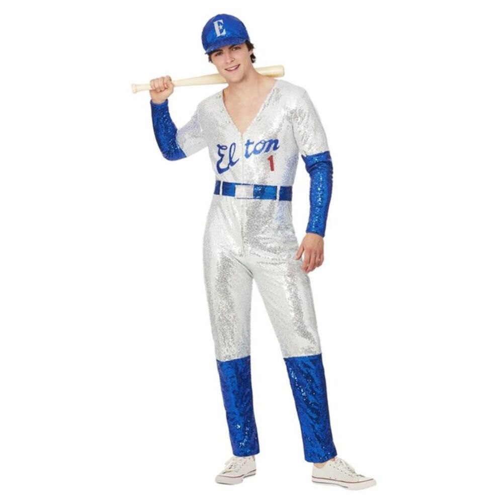 Elton John Mens Deluxe Sequin Costume Set / Blue/Silver